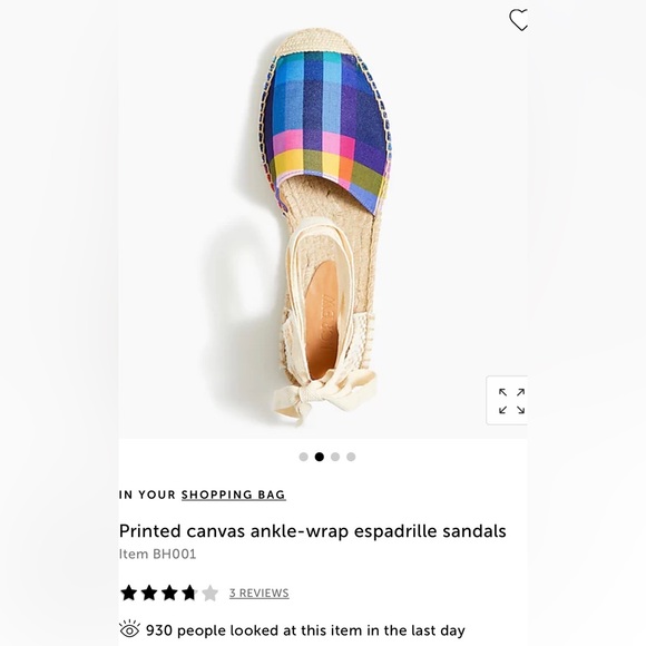 Jcrew women’s printed canvas ankle wrap espadrilles. - Picture 3 of 4